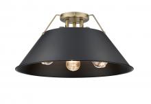 Golden Canada 3306-3FM AB-BLK - Orwell AB 3 Light Flush Mount in Aged Brass with Matte Black shade