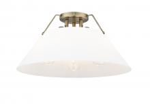 Golden Canada 3306-3FM AB-OP - Orwell AB 3 Light Flush Mount in Aged Brass with Opal Glass