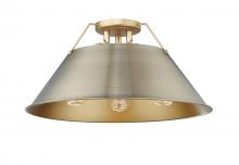 Golden Canada 3306-3FM BCB-AB - Orwell BCB 3 Light Flush Mount in Brushed Champagne Bronze with Aged Brass shade