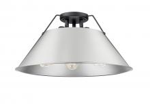 Golden Canada 3306-3FM BLK-PW - Orwell 3-Light Flush Mount in Matte Black with Pewter