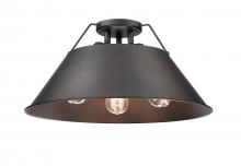 Golden Canada 3306-3FM BLK-RBZ - Orwell 3-Light Flush Mount in Matte Black with Rubbed Bronze