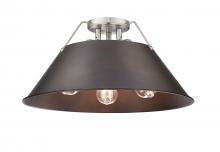 Golden Canada 3306-3FM PW-RBZ - Orwell 3-Light Flush Mount in Pewter with Rubbed Bronze