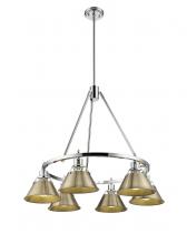 Golden Canada 3306-6 CH-AB - Orwell CH 6 Light Chandelier in Chrome with Aged Brass shades