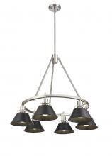 Golden Canada 3306-6 PW-BLK - Orwell PW 6 Light Chandelier in Pewter with Matte Black shades