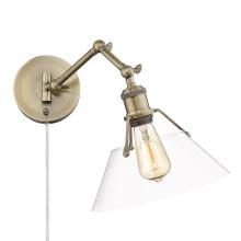 Golden Canada 3306-A1W AB-CLR - Orwell AB 1 Light Articulating Wall Sconce in Aged Brass with Clear Glass