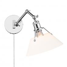 Golden Canada 3306-A1W CH-OP - Orwell CH 1 Light Articulating Wall Sconce in Chrome with Opal Glass