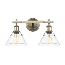 Golden Canada 3306-BA2 AB-CLR - Orwell AB 2 Light Bath Vanity in Aged Brass with Clear Glass