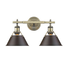 Golden Canada 3306-BA2 AB-RBZ - Orwell 2-Light Vanity Light in Aged Brass with Rubbed Bronze