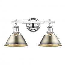 Golden Canada 3306-BA2 CH-AB - Orwell CH 2 Light Bath Vanity in Chrome with Aged Brass shades