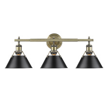 Golden Canada 3306-BA3 AB-BLK - Orwell 3-Light Vanity Light in Aged Brass with Matte Black