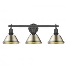 Golden Canada 3306-BA3 BLK-AB - Orwell BLK 3 Light Bath Vanity in Matte Black with Aged Brass shades