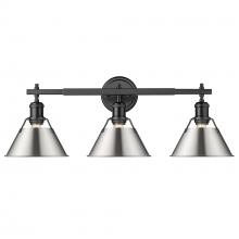 Golden Canada 3306-BA3 BLK-PW - Orwell 3-Light Vanity Light in Matte Black with Pewter