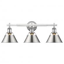 Golden Canada 3306-BA3 CH-PW - Orwell 3-Light Vanity Light in Chrome with Pewter