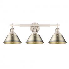 Golden Canada 3306-BA3 PW-AB - Orwell 3-Light Vanity Light in Pewter with Aged Brass