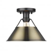 Golden Canada 3306-FM BLK-AB - Orwell 1-Light Flush Mount in Matte Black with Aged Brass