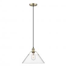 Golden Canada 3306-L AB-CLR - Orwell AB Large Pendant - 14 in Aged Brass with Clear Glass