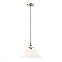 Golden Canada 3306-L AB-OP - Orwell AB Large Pendant - 14 in Aged Brass with Opal Glass