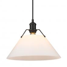 Golden Canada 3306-L BLK-OP - Orwell BLK Large Pendant - 14" in Matte Black with Opal Glass