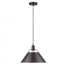 Golden Canada 3306-L BLK-RBZ - Orwell BLK Large Pendant - 14" in Matte Black with Rubbed Bronze shade