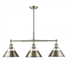 Golden Canada 3306-LP AB-AB - Orwell AB 3 Light Linear Pendant in Aged Brass with Aged Brass shades