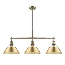 Golden Canada 3306-LP AB-BCB - Orwell AB 3 Light Linear Pendant in Aged Brass with Brushed Champagne Bronze shades