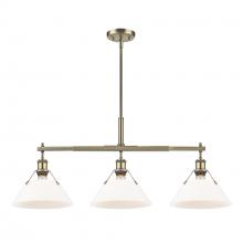 Golden Canada 3306-LP AB-OP - Orwell AB 3 Light Linear Pendant in Aged Brass with Opal Glass