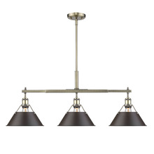 Golden Canada 3306-LP AB-RBZ - Orwell 3-Light Linear Pendant in Aged Brass with Rubbed Bronze