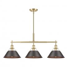 Golden Canada 3306-LP BCB-RBZ - Orwell BCB 3 Light Linear Pendant in Brushed Champagne Bronze with Rubbed Bronze shades