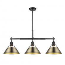 Golden Canada 3306-LP BLK-AB - Orwell BLK 3 Light Linear Pendant in Matte Black with Aged Brass shades