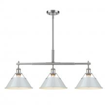 Golden Canada 3306-LP PW-DB - Orwell PW 3 Light Linear Pendant in Pewter with Dusky Blue shades