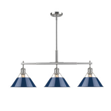 Golden Canada 3306-LP PW-NVY - Orwell PW 3 Light Linear Pendant in Pewter with Matte Navy shades