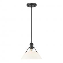 Golden Canada 3306-M BLK-OP - Orwell BLK Medium Pendant - 10 in Matte Black with Opal Glass