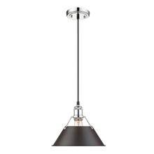 Golden Canada 3306-M CH-RBZ - Orwell CH Medium Pendant - 10" in Chrome with Rubbed Bronze shade