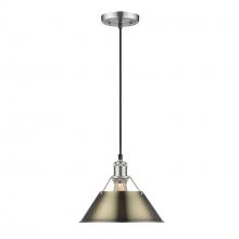 Golden Canada 3306-M PW-AB - Orwell 10" Wide Medium Pendant in Pewter with Aged Brass