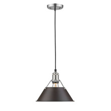 Golden Canada 3306-M PW-RBZ - Orwell PW Medium Pendant - 10" in Pewter with Rubbed Bronze shade