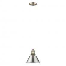 Golden Canada 3306-S AB-PW - Orwell AB Small Pendant - 7" in Aged Brass with Pewter shade