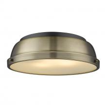 Golden Canada 3602-14 BLK-AB - Duncan 14" Flush Mount in Black with a Aged Brass Shade