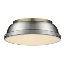 Golden Canada 3602-14 AB-PW - Duncan 14" Flush Mount in Aged Brass with Pewter