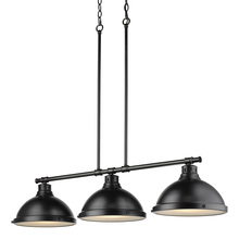 Golden Canada 3602-3LP BLK-BLK - Duncan 3 Light Linear Pendant in Black with a Matte Black Shades