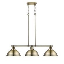 Golden Canada 3602-3LP AB-AB - Duncan 3-Light Linear Pendant in Aged Brass with Aged Brass