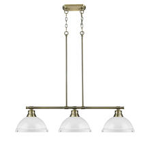 Golden Canada 3602-3LP AB-WH - Duncan 3-Light Linear Pendant in Aged Brass with White