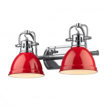 Golden Canada 3602-BA2 CH-RD - Duncan 2 Light Bath Vanity in Chrome with Red Shades