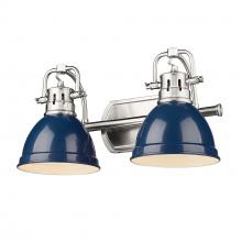 Golden Canada 3602-BA2 PW-NVY - Duncan PW 2 Light Bath Vanity in Pewter with Navy Blue Shade