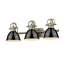 Golden Canada 3602-BA3 AB-BK - Duncan 3 Light Bath Vanity in Aged Brass with a Black Shade