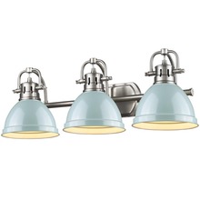 Golden Canada 3602-BA3 PW-SF - Duncan 3 Light Bath Vanity in Pewter with a Seafoam Shade