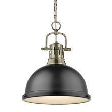 Golden Canada 3602-L AB-BLK - Duncan 1 Light Pendant with Chain in Aged Brass with a Matte Black Shade