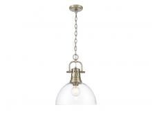 Golden Canada 3602-L AB-CLR - Duncan 1-Light Pendant with Chain in Aged Brass with Clear Glass