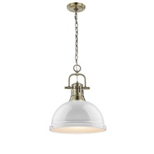 Golden Canada 3602-L AB-WH - Duncan 1 Light Pendant with Chain in Aged Brass with a White Shade