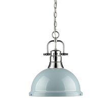 Golden Canada 3602-L CH-SF - Duncan 1 Light Pendant with Chain in Chrome with a Seafoam Shade