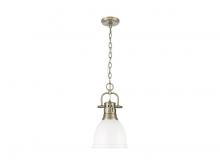 Golden Canada 3602-S AB-WHT - Duncan Small Pendant with Chain in Aged Brass with Matte White